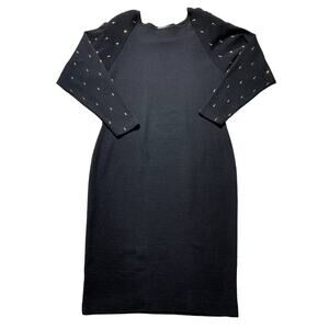 Vintage Marshall Fields Private Collection Womens S Black Fitted Wool Dress